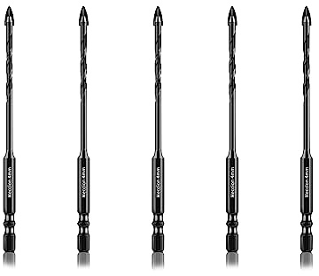 Meccion Fliesenbohrer 5tlg. 4mm Glasbohrer Professionell Kreuz Wolframkarbid Bohrer für Fliesen, Keramik, Mauerwerk, Glas, Kunststoff, Holz, Porzellan, Weichmetall
