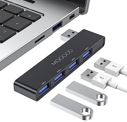 Hub USB pour Ordinateur Portable, MOGOOD USB Hub 3.0 USB Splitter Ultra Slim Data Hub USB [Charge Non Pris en Charge] Station Adaptateur de Port Multi Type A pour Ordinateur Portable, PC Window