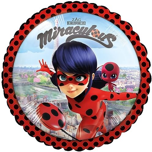 Amscan - Miraculous 3779275 Party-Ballon, rund, Standard, Aluminium, 3779275