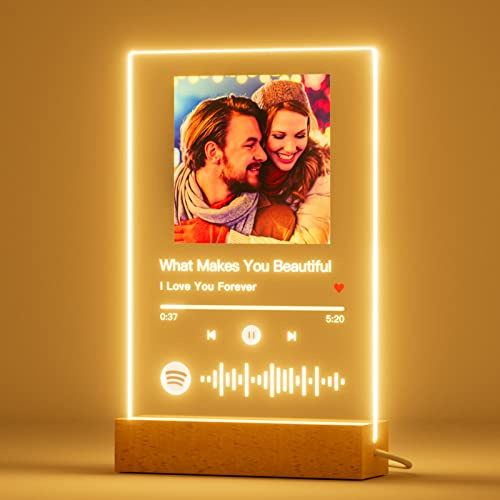 iDIY Spotify Glas personalisierte Song Cover Musik Code - Songnamen und Künstler Personalisieren Acryl Fotogeschenke Musik Geschenke für Frauen Männer zum Jahrestag, Geburtstag, Valentinstag