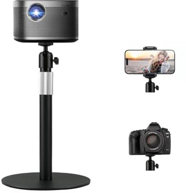 POLESTO Supporto per Proiettore da tavolo, Altezza Regolabile 30cm-47cm con Rotazione ad Angolo di 360°, Salvaspazio, Supporta Fino a 5 kg, Compatibile con proiettori, fotocamere, Webcam e altro
