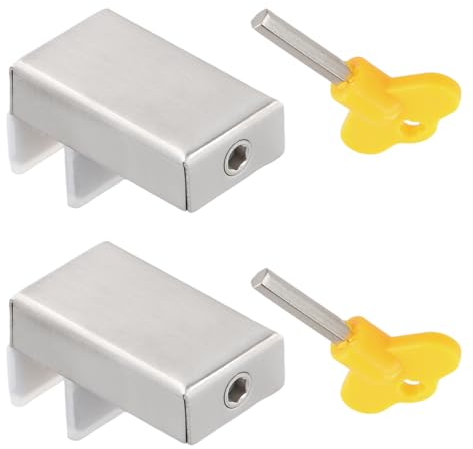 2 Pezzi Serrature per Finestre Scorrevoli, Scorrevole Serratura con Chiave, Regolabile Ferma Finestra Scorrevole, Fermaporta Scorrevole per Scuola Casa Ufficio