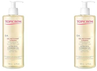Topicrem - DA Gel Nettoyant Surgras - Nettoie, Apaise, Protège - Gel Douche pour Peaux Sensibles, Sèches, Atopiques, Bébés, Enfants et Adultes - Fabrication Française - 500 ml (Lot de 2)
