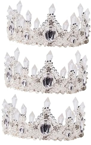 FRCOLOR Lot de 3 couronnes de gâteau - Décoration de mariage - Couronne en cristal - Décoration de fête d'anniversaire - Accessoires de cheveux en strass - Couronne de bébé - Décoration de gâteau