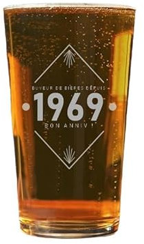 CADEAUX.COM - Verre À Bière Pinte Année Homme Né En 1969 Personnalisé 1 verre - Cadeau Personnalisable - Cadeau Anniversaire Homme - Cadeau Homme - Cadeau Année 1969
