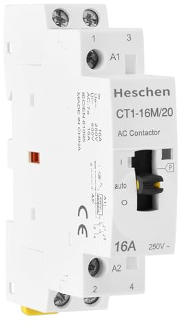 Heschen modulär hushålls-AC-skydd, CT1-16M/20, 16A, 2 poler, 2NO, två normalt öppna; 220 VAC spolar, 35 mm DIN-skenmontering, med manuell kontrollbrytare