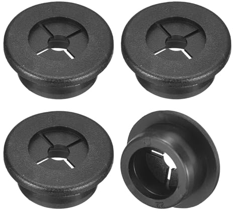 sourcing map 4 Pcs Cable Cord Grommet, 7/8 Inch (22mm) Desk Grommet Flexible Rubber Grommets Wire Hole Cover Pass Through for Office Computer Desk Wire Organizer, Black