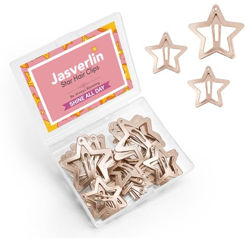 JASVERLIN Pinzas Estrella Oro Rosa Mate, Barrettas Metal 40 Piezas | Accesorios Cabello Moda Lindos Mujeres Niñas, Barrettas Encantadoras Antideslizantes Grueso Fino Flequillo, 3 cm y 4 cm