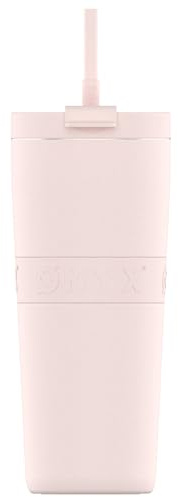 ONYX Trinkflasche mit Deckel und Strohhalm - 0.7L Thermoskanne auslaufsicher, Kaffeebecher to go, für heiße und kalte Getränke, BPA-frei, Edelstahl Isolierbecher mit Henkel, Thermobecher Candy Pink