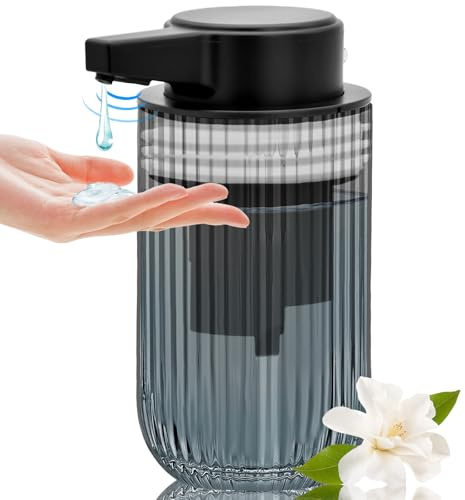 Distributeur automatique de savon en verre sans contact de 300 ml, rechargeable, mains libres, avec pompe à capteur électrique, bouteille de savon rechargeable pour salle de bain, cuisine, vaisselle,