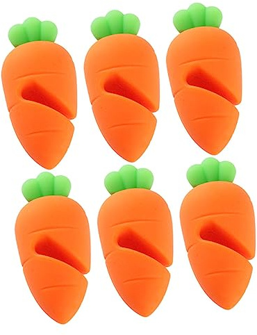 MAGICLULU 6pcs Silicone Spill Stoppers for Kitchen Pan Lid Lifters Frying Pan Splatter Guard Safe Boil Over Prevention Heat Resistant Carrot Shaped Lid Lifter