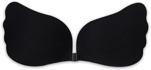 Dilara axelbandslös push-up bh självhäftande – osynlig återanvändbar självhäftande bh för rygglös outfit – säkert grepp och volym, svart, D