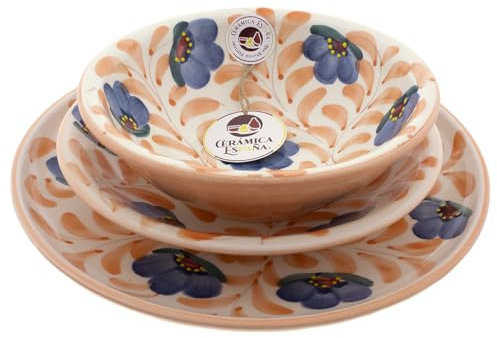 CERÁMICA ESPAÑA® | Vajilla | Vajilla artesana | Vajilla barata | Vajilla outlet | Platos | Juego de platos | Conjunto x3 platos cerámica - Modelo M01 | Decoración 100% hecho a mano