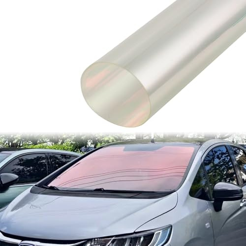 JSCARLIFE Car Window Tint Film, Solar Film Protection Scratch Resistant 73.8% VLT Reduce Heat & Glare Adhesive Anti UV Heat Control Tint Solar Film for Windshield Side Window (Red, 50X300CM)