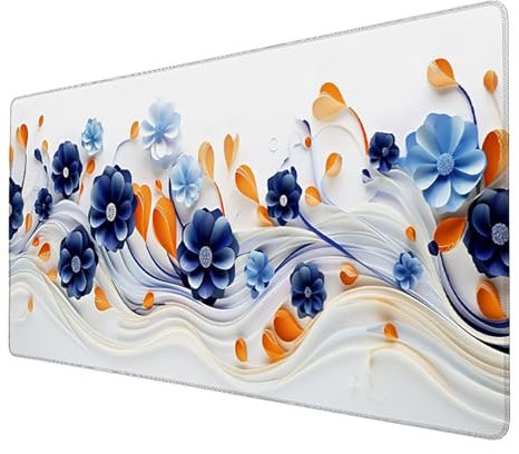Alfombrilla Ratón, Alfombrilla Ratón XXL Gaming Tapete Escritorio Ordenador (1400x600x3mm) Protector Escritorio Alfombrilla Antideslizante para Ratón Láser y Óptico (Flor) mousepad (Verde) Z-3-8