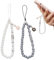 Lot de 2 Dragonne de Téléphone en Perles, Bijoux De Telephone, Chaine Telephone Portable, Chaine De Telephone, Dragonne de Téléphone Portable Perlée pour Femmes Filles (Perles Blanches et Grises)