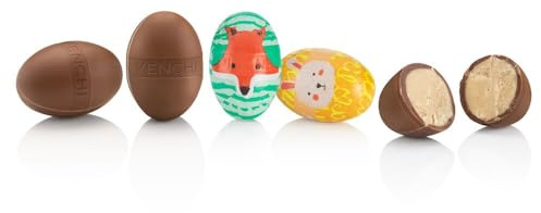 Venchi - Œufs en Chocolat, 1 kg, Arôme Chocolat au Lait Fourrés à La Crème de Lait, Pour enfants, Sans Gluten, Collection Pâques, Idée Cadeau