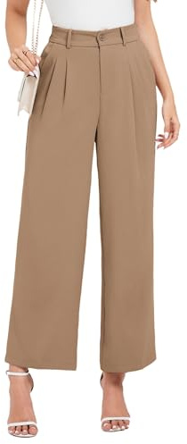 Oyamiki Palazzobyxor, dam, lediga tygbyxor, hög midja, sommarbyxor, lätta, eleganta kostymbyxor, företag, vida ben, byxor med elastiskt band, kaki, M
