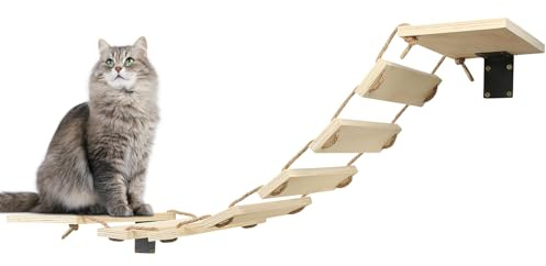 Ponte da parete, scaffale largo e scaletta per gatti fai da te, per la maggior parte dei gattini, gatti medi e grandi-32,5 x 15,5 x 85 cm, colore originale
