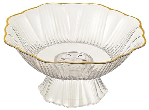 LOVIVER Fruit Bowl Decorative Dessert Display Plate Dish Round Key Bowl Fruit Holder for Entryway Table Centerpiece Living Room Decor, Clear