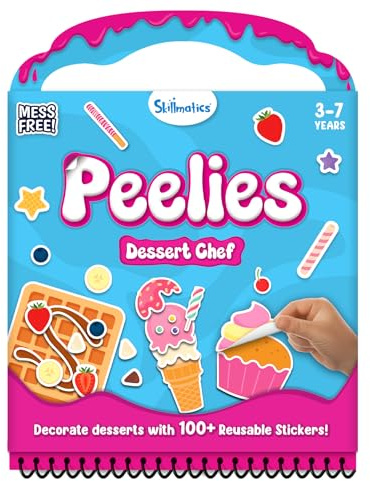 Skillmatics Peelies – Dessert Chef, Reusable Sticker Activity Book for Kids | 100+ Reusable Stickers, Travel Toy, Mess-Free Fun for Toddlers & Preschoolers, Gifts for Girls & Boys Ages 3, 4, 5, 6, 7