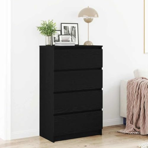 SDWEHO7 Buffet Sideboard mit Stauraum, Beistellschrank Flurschrank Aufbewahrungsschrank für Schlafzimmer Wohnzimmer, Schwarz Eichen-Optik 60x35x98,5 cm Holzwerkstoff