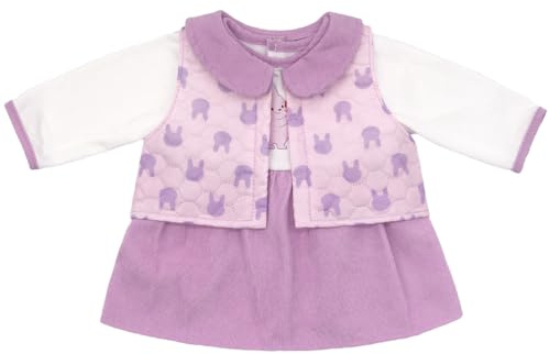 ZWOOS Ropa para Muñecas Bebés 50-55 cm, Vestido Conejito Morado Compatible con New Born Baby Muñecas, Regalos para Niñas y Niños