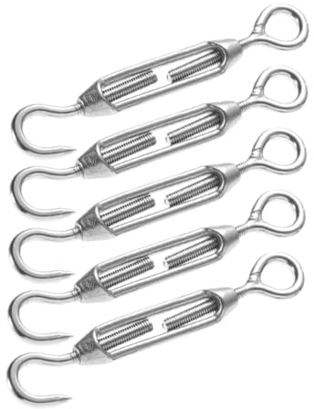 Ciieeo 5piezas Tensor de Acero Inoxidable Ajustable Sujetador de Hebilla Giratoria Tensor de Gancho de Tornillo de Ojo para Tensar Cables de Alambre Instalación de Cuerda
