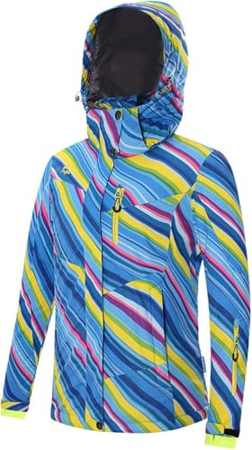 Damer Snö Skidrock Vinter Utomhus Skidkläder Damer Plus Sammet Tjock Kamouflage Jacka Vindtät Varm Skidjacka Vattentät Vandring, Blue, XL