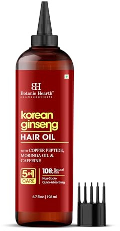 Botanic Hearth Korean Ginseng Hair Oil - 6.7 Fl Oz - Scalp Treatment for Hair Loss, Dry & Frizzy Hair Repair, Deep Nourishing Oil for Damaged Hair - 100% Natural and Vegan