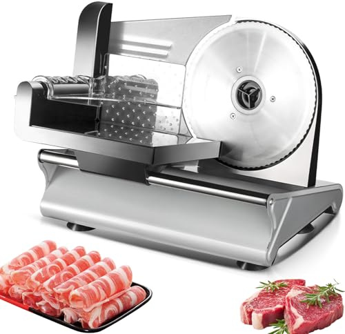Cortadora De Carne Eléctrica Para El Hogar, Cortadora De Pan Antideslizante De 200 W Con Espesor Ajustable De 1 A 15 Mm, Hoja De Acero Inoxidable De 7,5/19 Cm, Para Queso, Embutidos