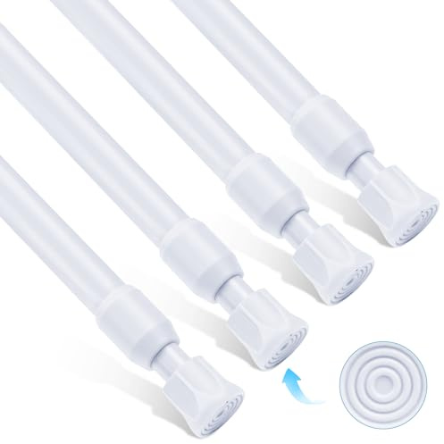 HOTUT Teleskopstange zum Klemmen, 4 Stück Klein Ausziehbar Klemmstange, Spannstange ohne Bohren, Teleskop Gardinenstange für Bücherregal Schlafräume DIY-Regal - Weiß,40-70CM