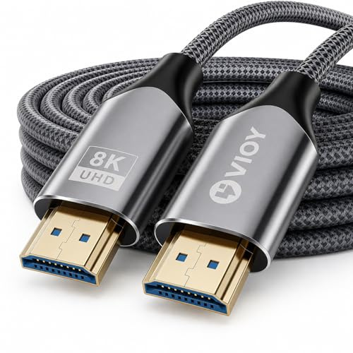 VIOY HDMI 2.1 Cable 3M, 8K 60Hz 4K 120Hz Ultra High Speed Cord | 48Gbps bandwidth, Dynamic HDR Dolby Vision Atmos eARC, VRR ALLM QMS QFT, braided EMI shielding, HDCP2.2/2.3 plug-and-play