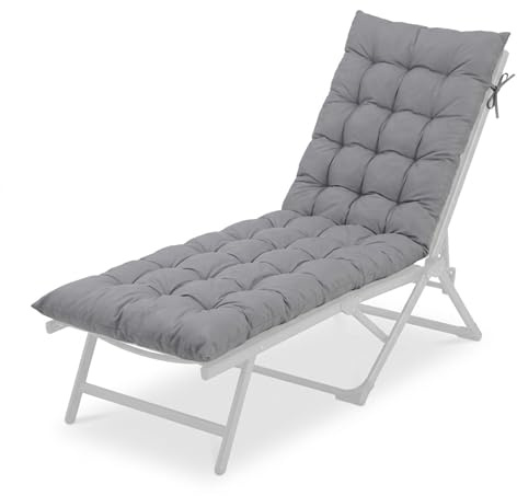 Relaxdays Bankauflage, 160x50 cm, gepolstert, gesteppt, mit Bändern, Outdoor, Bankkissen für Gartenbank, Paletten, grau