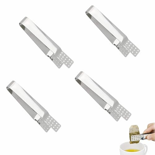 4 Piezas Exprimidor de Bolsas de Té, Pinzas para Bolsas de Té de Mini | Colador de Bolsitas de Té de Acero Inoxidable para Hogar, Herramientas de Bar
