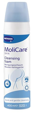 MoliCare Skin Cleansing Foam – Quick & Gentle No-Rinse Genital & Perineal Cleanser for Incontinence Stressed Skin | pH Balanced, Odour Neutralising, Gentle | 400ml