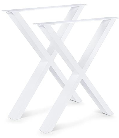 Magnetic Mobel 2 x Tischgestell Tischkufen Tischuntergestell Tischbeine X - Gestell (Weiß, B67 x H72 cm)
