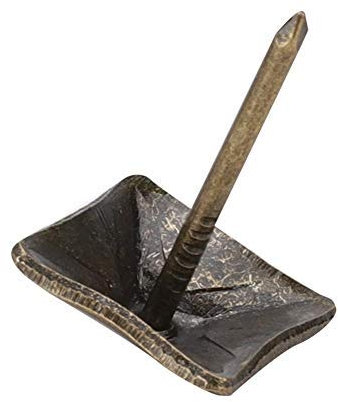 Square Upholstery Nails 50Pcs, Antique Finish Decorative Tacks for Furniture Door Sofa Wood Projects 14x20mm Brass Style Nail Head Pins for Home Decor and DIY Craft Use