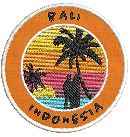 Bali, Indonesia Surfing Spot Embroidered Premium Patch DIY Iron-on or Sew-on Decorative Badge Emblem Vacation Souvenir Travel Gear Clothes Appliques