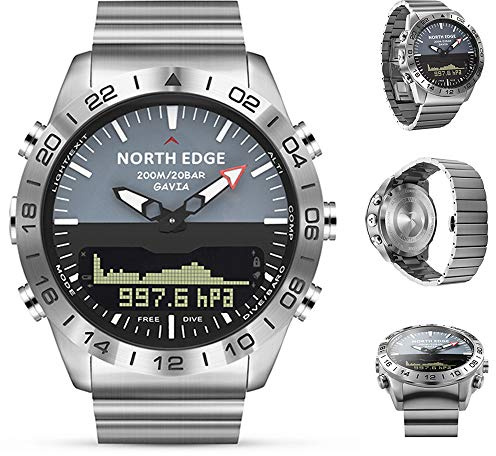 Plongée sous-Marine Sport Multi-Fonction Militaire Montre Homme avec Baromètre Altimètre Température Boussole 200M Étanche Dual Display All-Steel Business Watch Militaire