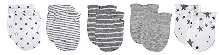 Kiddiezoom Manoplas de algodón para bebés, niños y niñas, paquete de 10 gorros de algodón suave para bebé, guantes para arañazos