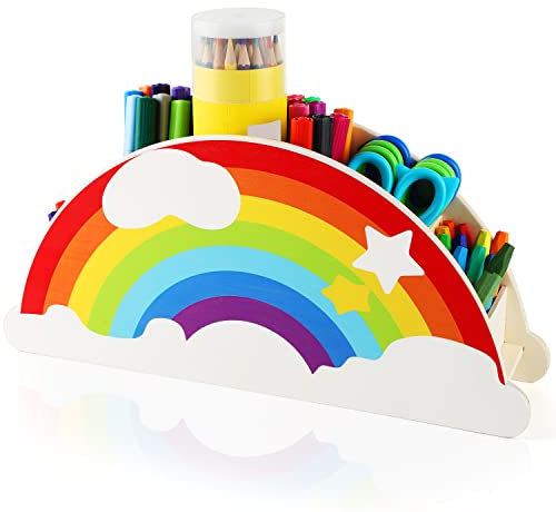 COCHIE Schreibtisch Organizer Stiftehalter,Regenbogen kinder Stiftköcher Stiftebox,Tisch-Organizer Schreibtisch Zubehör für Kinder Büromaterial, Klassenzimmer Organisation