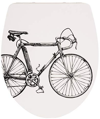 SITZPLATZ® WC-Sitz mit Absenkautomatik, Dekor Bicycle, hochwertiger Duroplast Toilettensitz, Fast-Fix Schnellbefestigung, abnehmbar, WC-Deckel, ovale Standard O-Form universal, 40718 2