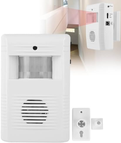 Sensor de Bienvenida, Sensor Independiente de Movimiento por Infrarrojos de 16 música Tienda Inicio Alarma de Entrada de Timbre de Puerta de Bienvenida con Soporte Giratorio