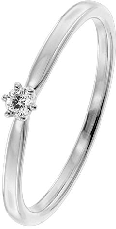 trendor Brillantring Weißgold 585/14 Kt. Diamant 0,05 ct zauberhaftes Schmuckstück aus Echtgold für Frauen Verlobungsring 26932.005WG-56 Ringgröße 56/17,8