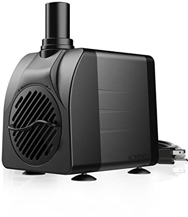 AC Infinity 400 GPH Submersible Water Pump (1514 L/H 20W), Ultra Quiet Fountain Pump with 5 ft. High Lift, 5 ft. Power Cord, for Fish Tanks, Aquariums, Fountains, Statuaries, Ponds, Pools, Hydroponics