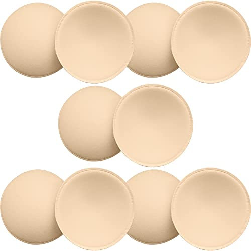 SKENGWEL 5 Pairs Round Bra Inserts Pads, Removable and Washable Bra Cups Inserts for Bikinis Top Swimsuit Sport Bra (5 pairs beige B/C)