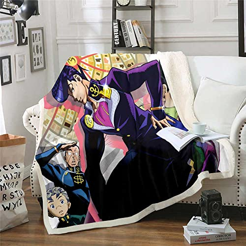 JoJo's Bizarre Adventure Josuke Higashikata Anime 3D gedruckte weiche leichte Reise flauschige Flanell Nickerchen Decke Idee Geschenk Plüsch Haus Dekorationen
