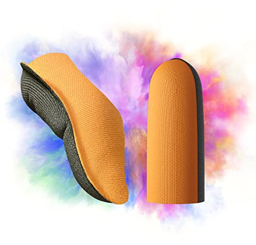 MERTTURM [2023 Aktualisiert Finger Sleeves for Gaming, Anti-Schweiß, Präzision Berührungsreaktion mit Hoher Silbergehalt, Langlebige Nutzung für Spielliebhaber PUBG, Orange
