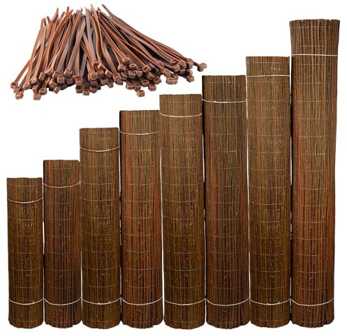 Ogrodzenia Wiklinowe Weidenmatte 130 x 300 cm - Balkon Sichtschutz - Zaun Garten aus Holz - Sichtschutz Garten - Windschutz & Sonnenschutz - Schattenspender
